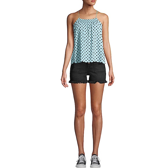 4/$32 No Boundaries size medium teal/light blue top black polka dots keyhole NWT - Picture 2 of 16